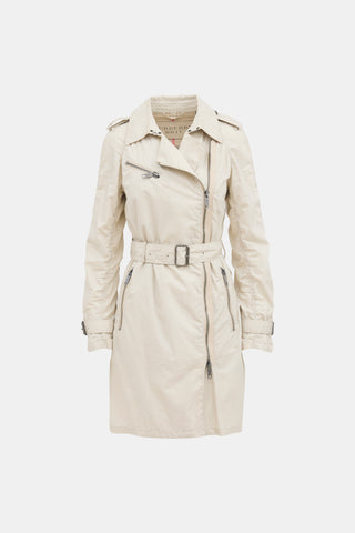 Burberry Brit Ruched Zip Trench Coat