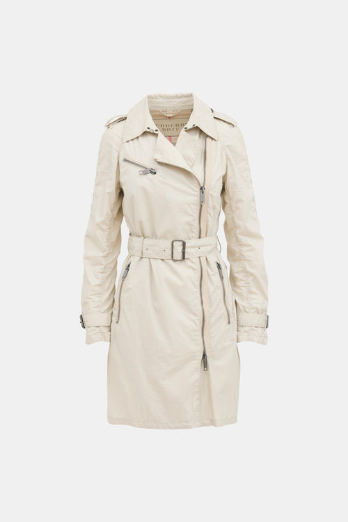 Burberry Brit Ruched Zip Trench Coat