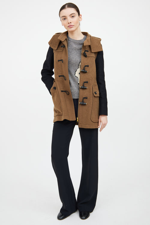 Burberry Beige & Black Wool Duffle Coat