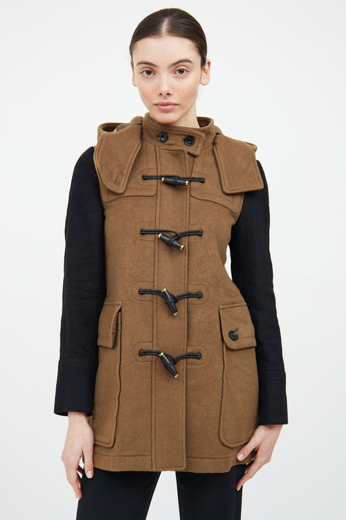 Burberry Beige & Black Wool Duffle Coat