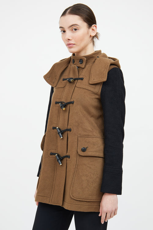 Burberry Beige & Black Wool Duffle Coat