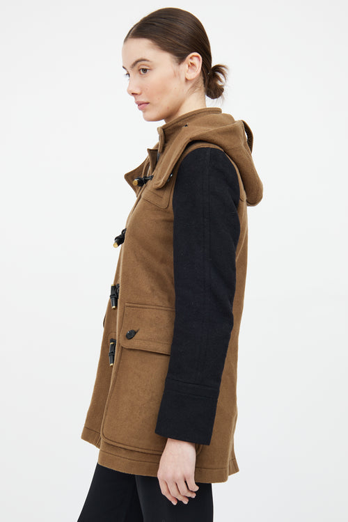 Burberry Beige & Black Wool Duffle Coat