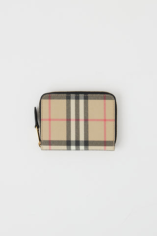 Burberry Brown House Check Mini Zip Wallet