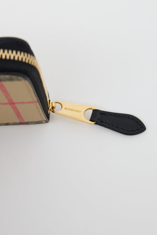 Burberry Brown House Check Mini Zip Wallet