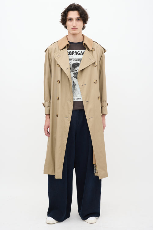 Burberry Beige Detachable Collar Belted Trench Coat