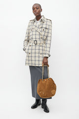 Burberry Brown & Gold Suede Bucket Bag