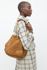 Burberry Brown & Gold Suede Bucket Bag