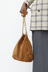 Burberry Brown & Gold Suede Bucket Bag