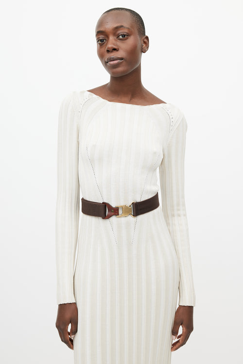 Burberry Brown & Gold Webbed Belt