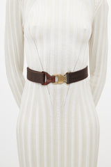 Burberry Brown & Gold Webbed Belt