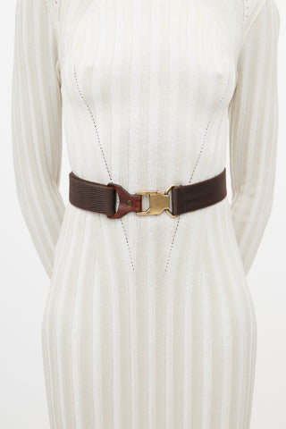Burberry Brown & Gold Webbed Belt