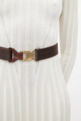Burberry Brown & Gold Webbed Belt