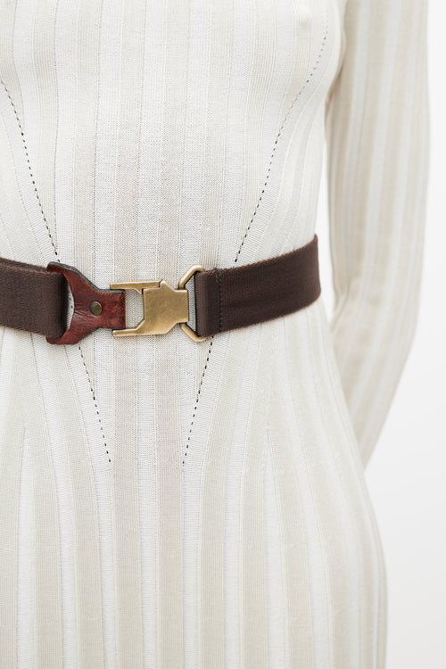 Burberry Brown & Gold Webbed Belt