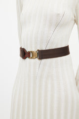 Burberry Brown & Gold Webbed Belt