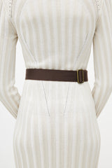 Burberry Brown & Gold Webbed Belt