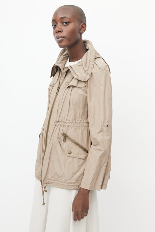 Burberry Brown Hooded Cargo Jacket