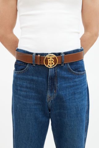 Burberry Brown Leather Logo Belt