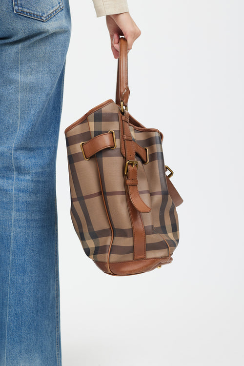 Burberry Brown Leather Plaid Shoulder Bag