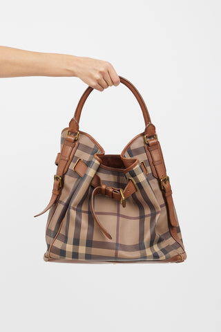 Burberry Brown Leather Plaid Shoulder Bag