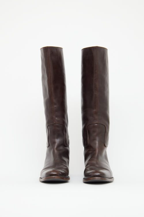 Burberry Brown Leather Horsebit Boot