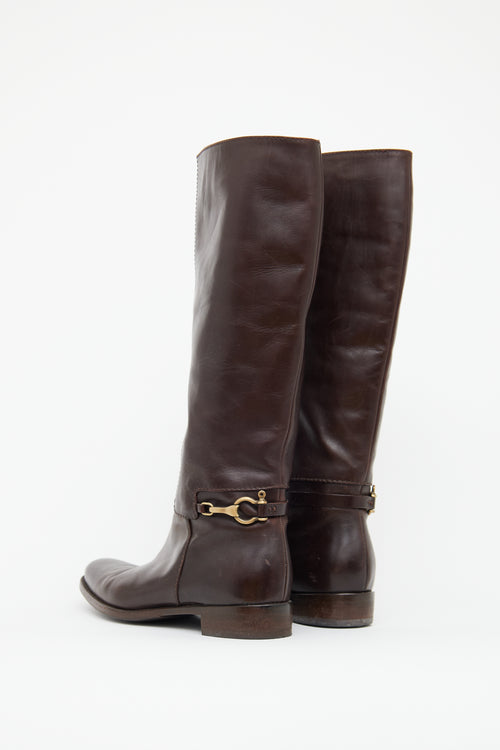 Burberry Brown Leather Horsebit Boot