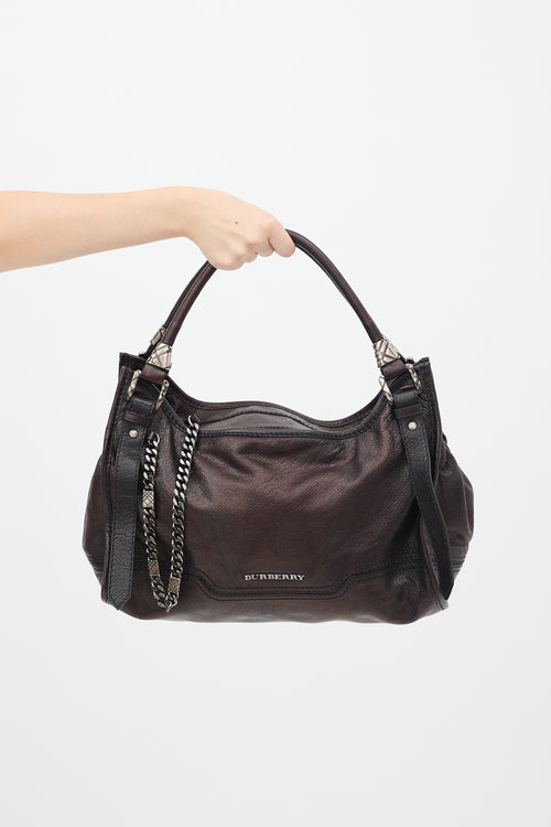 Burberry Brown Metallic Leather Ashmore Tote