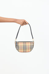 Burberry Brown & Multi Canvas Nova Check Olympia Pouch Bag