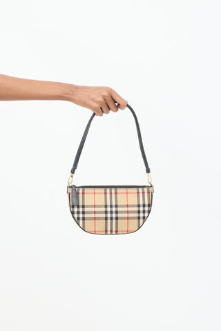 Burberry Brown & Multi Canvas Nova Check Olympia Pouch Bag