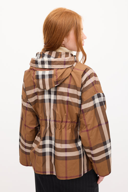 Burberry Brown & Multi Nova Check Anorak Jacket