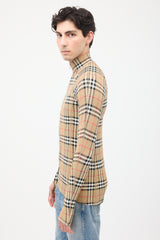 Burberry Brown & Multi Nova Check Half Zip Top