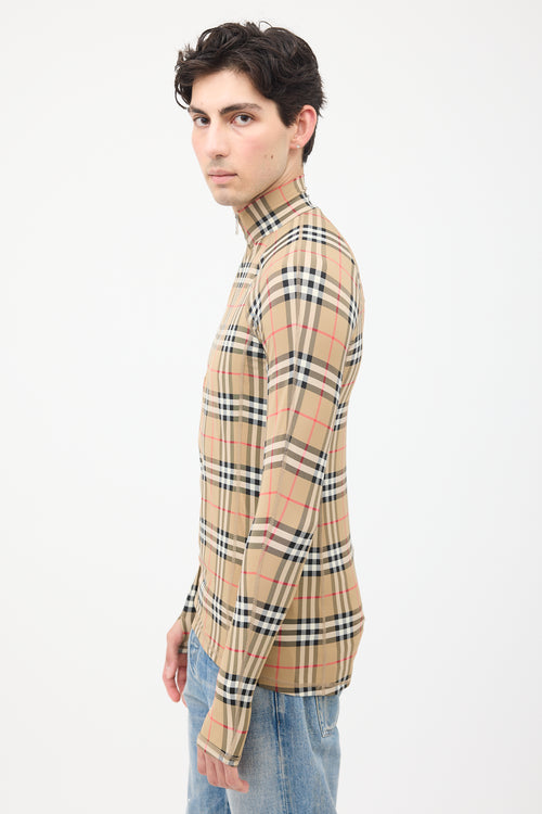 Burberry Brown & Multi Nova Check Half Zip Top