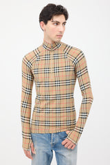 Burberry Brown & Multi Nova Check Half Zip Top