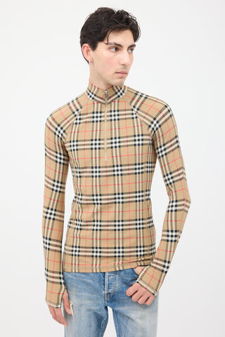 Burberry Brown & Multi Nova Check Half Zip Top