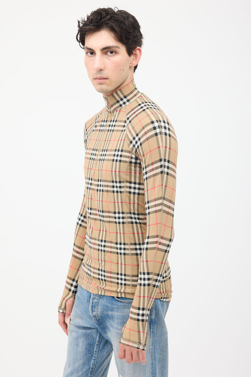 Burberry Brown & Multi Nova Check Half Zip Top