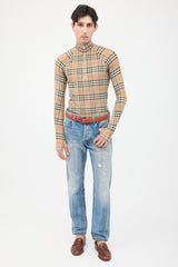 Burberry Brown & Multi Nova Check Half Zip Top