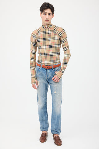 Burberry Brown & Multi Nova Check Half Zip Top