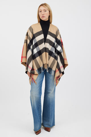 Burberry Brown & Multicolour Cashmere Nova Check Shawl