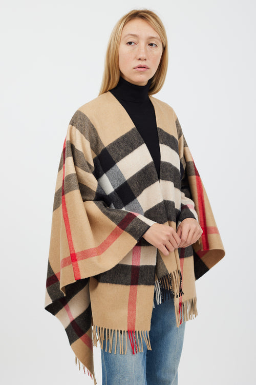 Burberry Brown & Multicolour Cashmere Nova Check Shawl