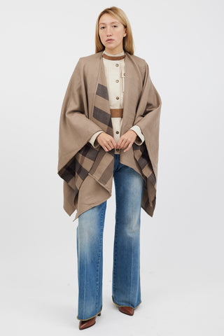Burberry Brown & Multicolour Wool Shawl