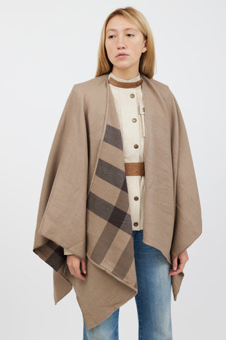 Burberry Brown & Multicolour Wool Shawl