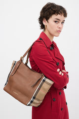 Burberry Brown & Multi Leather & Canvas Nova Check Small Canterbury Tote