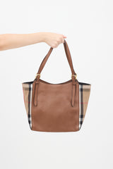 Burberry Brown & Multi Leather & Canvas Nova Check Small Canterbury Tote