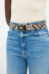 Burberry Brown & Multicolour Leather Nova Check Reversible Belt
