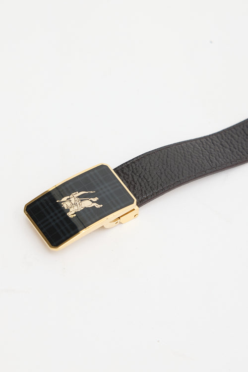 Burberry Brown & Multicolour Leather Novacheck Reversible Belt