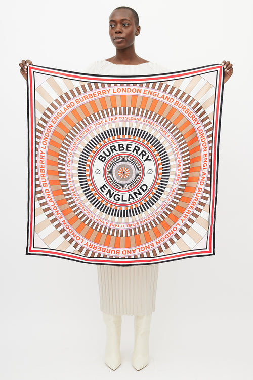 Burberry Brown & Multicolour Montage Silk Scarf