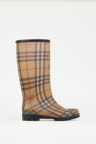 Burberry Brown & Multicolour Nova Check Rubber Rain Boot