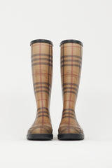 Burberry Brown & Multicolour Nova Check Rubber Rain Boot