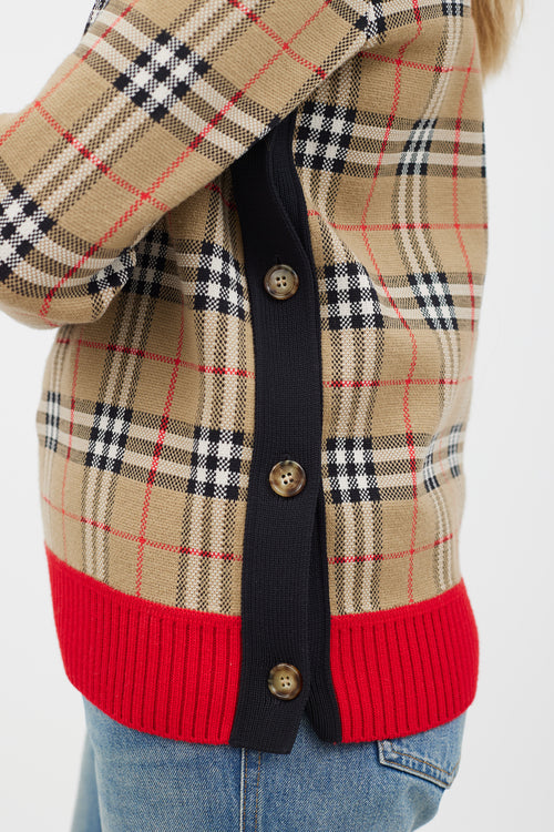 Burberry Brown & Multicolour Nova Check Woven Sweater