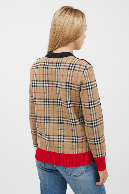 Burberry Brown & Multicolour Nova Check Woven Sweater