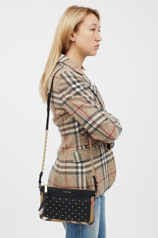 Burberry Brown & Multicolour Peyton Studded Leather Bag